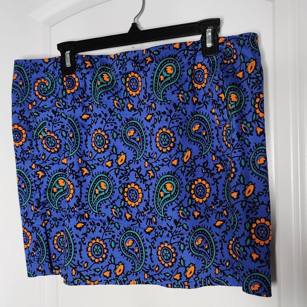 12 Stretch | J Crew | Preloved | Paisley Mini Skirt | Pockets Blue Orange Green